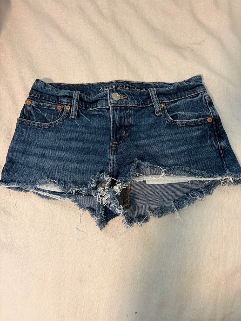American Eagle Outfitters Blue Frayed Denim Cutoff Shorts